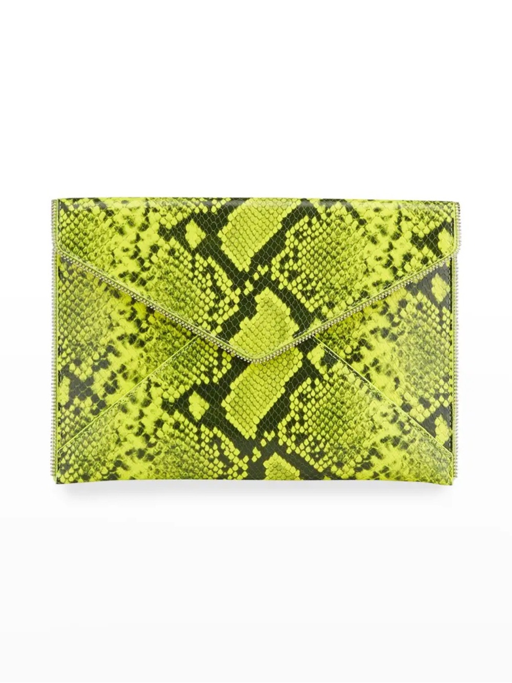 NWTO Rebecca Minkoff yellow & green snake print clutch